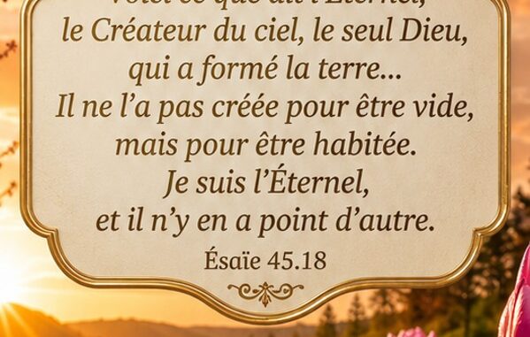 Dieu t'a créé - Ésaïe 45.18